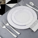 COLOSUS 175PCS Silver Plastic Dinnerware Sets With Fancy Silverware Set. - Image 6