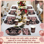 Pickmesh 400 Pcs 40th Birthday Party Supplies, Black Pink Tableware Set - Image 6