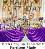 Partisout Tablecloth 90x132 inch Sequin Tablecloth Rectangle Table Cloths Disposable Rustic Party Table Cover Circle Tablecloth Glitter Tablecloth for Birthday Party (90x132 inch, Purple) - Image 6