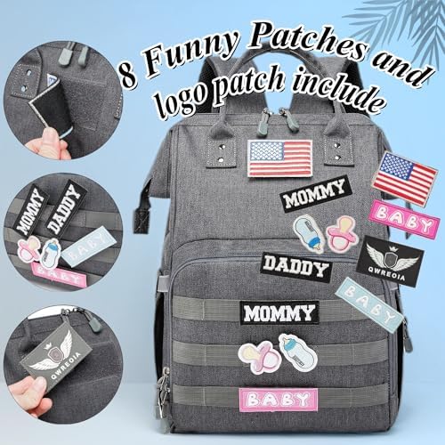 Diaper Bag Backpack for Dad and Mom with USB Charging Port Stroller Straps and Insulated Pocket,army military Travel Nappy Backpack for Daddy/Mommy (Dark Grey) - Image 4
