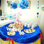 5 Pcs Princess Snow Party Decor Blue and Yellow Table Skirt 30 x 108 in - Image 5