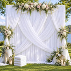 White Backdrop Curtain, 4 Panels, Each 5ft x 10ft by Linhedai