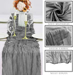 12 Pcs Gray 35 x 120 Inches Long Cheesecloth Table Runner 10FT Runner for Tables Gauze Fabric Boho Table Runner Decoration Rustic Semi Sheer Runner for Wedding Baby Shower Birthday Party (Gray) - Image 2