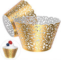 Gospire 50pcs Pearl Lace Filigree Paper Cupcake Wraps, Bright Gold, for Wedding, Christening, Anniversary, Engagement, Birthday, Baby Shower, Halloween, Christmas by Gospire