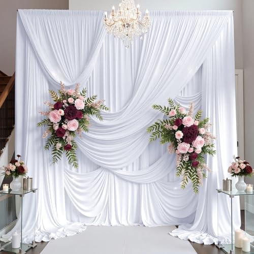 10ft×15ft White Backdrop Curtain for Wedding Parties by PartyVillage