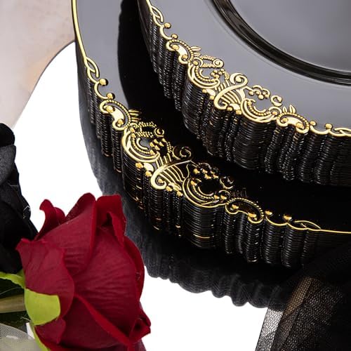 Hioasis 175 Pcs Black Gold Plates for Graduation - Image 4
