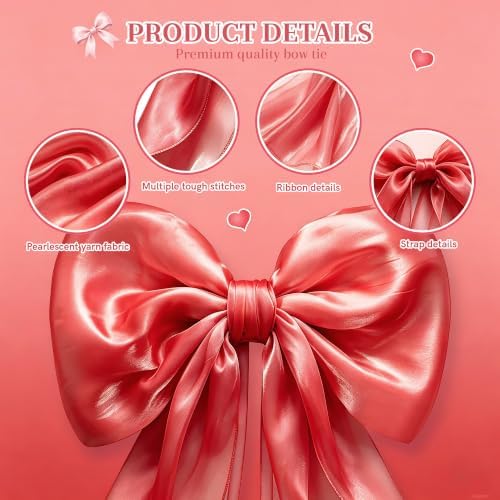 Giant Red Bow Decor, Christmas Tree Topper Bow, Oversized Hanging Bow with Long Streamers, Large Bow for Entrance Wall Backdrop Wedding Birthday Bridal Shower Home Decor Coquette Room Decor, 16 x 85in - Image 3