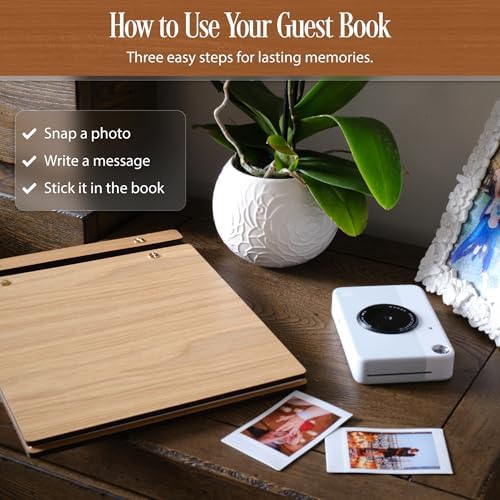 BlacKnife Wooden Photo Album Guest Book - Rustic Adventure Book for Wedding, Baby Shower, Anniversary, Polaroid Pictures & Memories (30 Pages) - Image 2