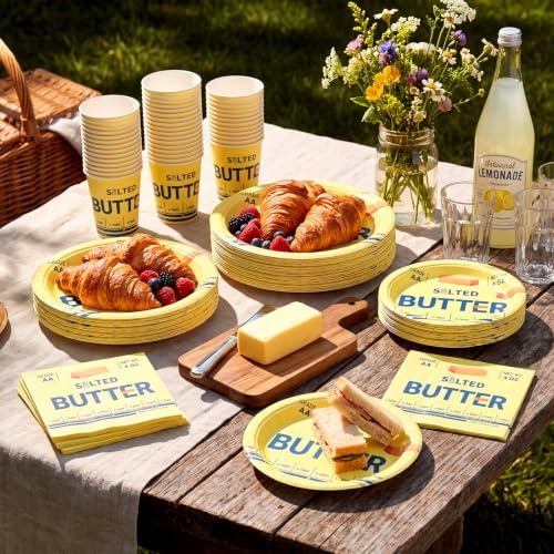 Maxdot 100 Pcs Salted Butter Party Plates Tableware Set, Disposable - Image 3