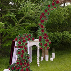 Aneco 4 Pack 32 FT Burgundy Flower Garland Artificial Rose Vines Roses Fake Vine Flowers Plants Party Supplies for Holiday Wedding Garden Craft Art Decoration - Image 6
