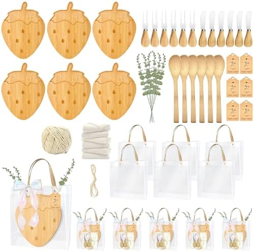 50 Pcs Strawberry Party Decorations Gifts Set Berry Baby Shower Favors for Guests Wooden Cheese Boards with Forks Towels Sweet One Berry First Birthday Prizes for Game Winner Baby Girls Party Supplies by Easma