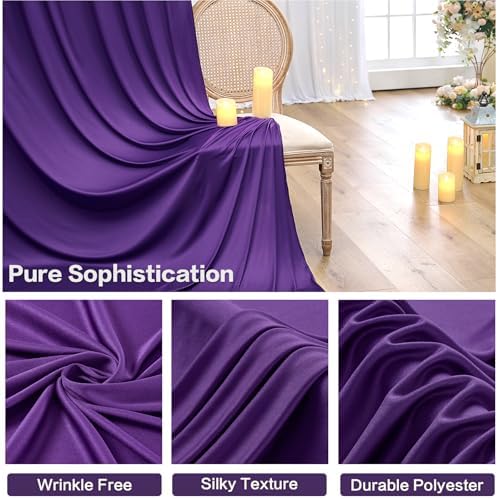 10ft×15ft Deep Purple Backdrop Curtain for Wedding Parties - Image 3