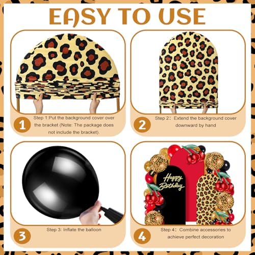 Foilswirl 34 Pcs Red Leopard Party Decor Leopard Cherry Arch Backdrop Cover - Image 6