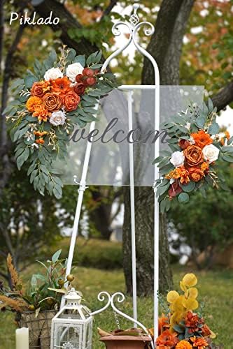 Faux Flower Swag Set of 2 for Wedding Welcome Signs Floral Swag Reception Ceremony Decor Orange - Image 3