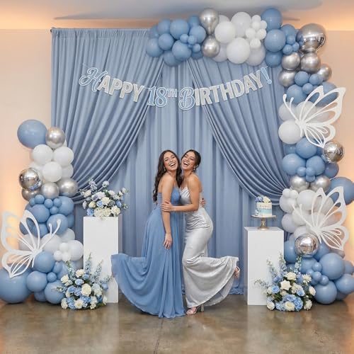 10ftx12ft Dusty Blue Backdrop Curtains for Parties, Wrinkle Free Polyester Photo Backdrop Drapes 2 Panels 12 ft Long Back Drop Cloth Drapery for Wedding Birthday Photography Background Party - Image 6