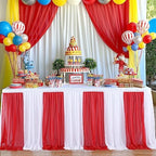 Circus Table Skirt Red White Striped Tulle Table Skirts for Rectangle Table Birthday Carnival Circus Party Decorations 9ft - Image 6