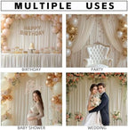 Ivory Backdrop Curtains for Wedding Parties, 20x7FT Wrinkle Free Photo Backdrop Curtains for Wedding Birthday Party Baby Shower, Fabric Drape with Rod Pockets 5ft x 7ft, 4 Panels - Image 3