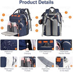 Diaper Bag Backpack with Changing Station, Blue - Image 4