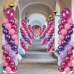 2 Sets Adjustable Balloon Column Stand Kit with Bases（Pink and Purple） - Image 6