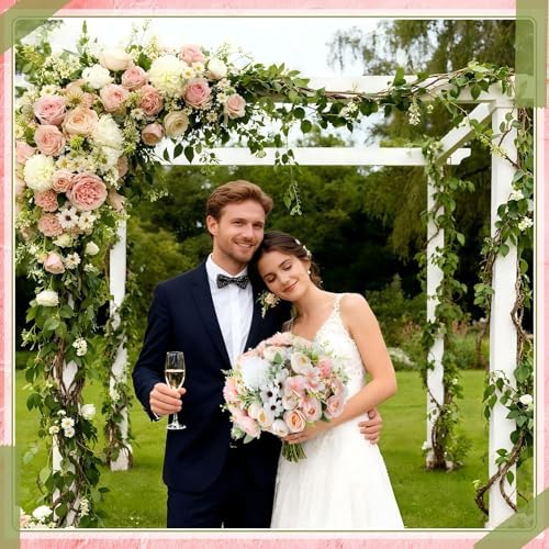 Tigeen 6 Bundles Artificial Flowers Bouquet for Wedding, White Pink - Image 6