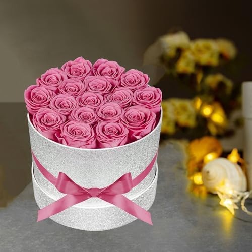 Prifroti 17 Pink Flowers in Glitter Box, Birthday Gifts for Women, Preserved Flowers, Mothers Day Roses Gift for Mom - Image 3