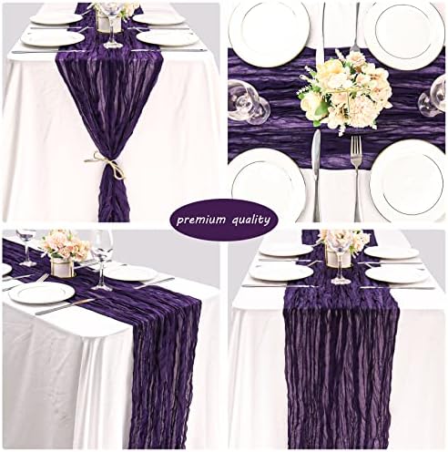 35x120 Inch Dark Purple Cheesecloth Table Runner Gothic Wedding Party Decor - Image 5