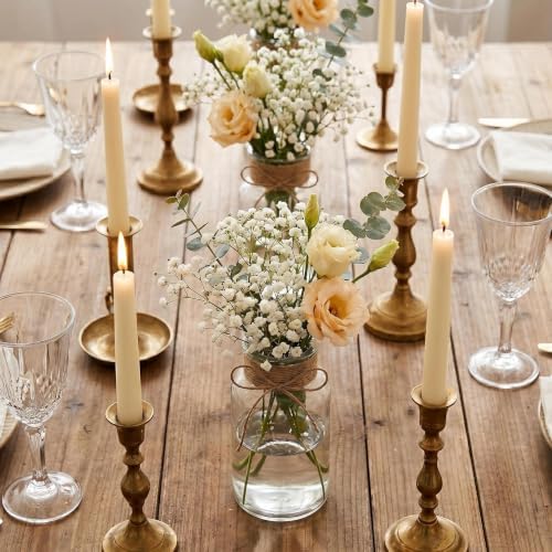 Clear Glass Vase Set, Hemp Rope Bowknot Decoration, Rustic Rustic Style Table Top for Wedding Flower Arrangement, Set of 12 - Image 7