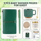 Baby Shower Prizes for Game Winners Baby Shower Games Prizes Ceramic Mugs with Metal Spoons Woven Coasters Notebooks Scented Candles Gift Bags Wedding Bridal Shower Favors for Guests (1, Green) - Image 4