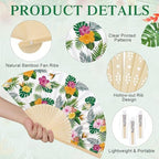 25 Pcs Hawaiian Tropical Folding Paper Fans Bulk with Organza Bag - Image 3