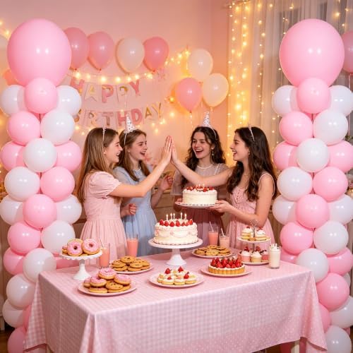 2‑Set Macaron Pink White Balloon Column Kit for Birthday Baby Shower Party - Image 6