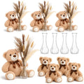 129 Pcs Bear Baby Shower Centerpieces, Dried Pampas Grass Vase with Bears Rope Boho Rustic Table Decoration for Birthday Gender Reveal Party Supplies by Guiqulai