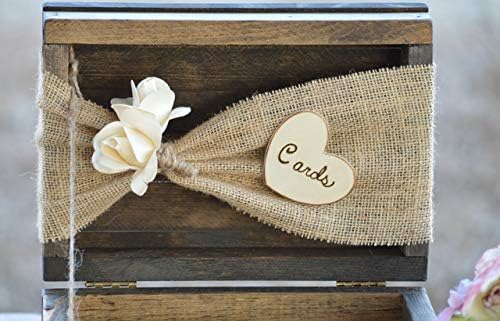Rustic Wedding Card Box Shabby Chic Card Holder Bridal Shower Decor Burlap Wedding Keepsake Trunk - Image 3