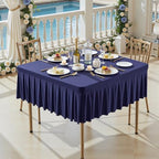 2 Pack Navy Blue Spandex Tablecloths for 34x34 Inch Square Tables, Stretch Fitted Table Clothes with Pleated Ruffle Skirt for 34” Table, Wrinkle Free and Elastic, for Party Kitchen Home Dining - Image 4