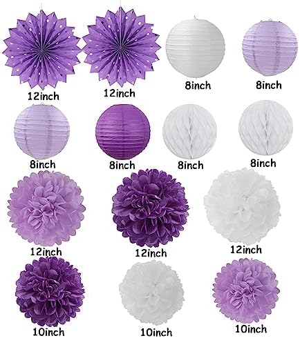 Purple Party Decoration Heart-Garland with Baby Bridal Shower Wedding Engagement Bachelorette Graduation Decor Streamers Paper Lanterns Fans - Image 5