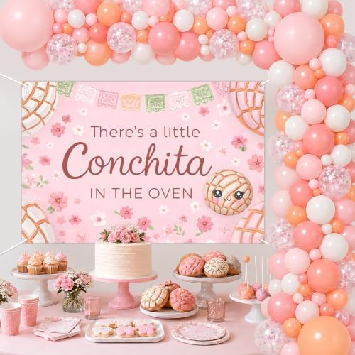ZestZing Concha Baby Shower Decorations Conchita Baby Shower Backdrop Mexican Sweet Bread Balloon Garland Arch Kit for Fiesta Cinco De Mayo Party Supplies Dessert Table Photo Prop, 4.9 X 3.3 Ft - Image 3