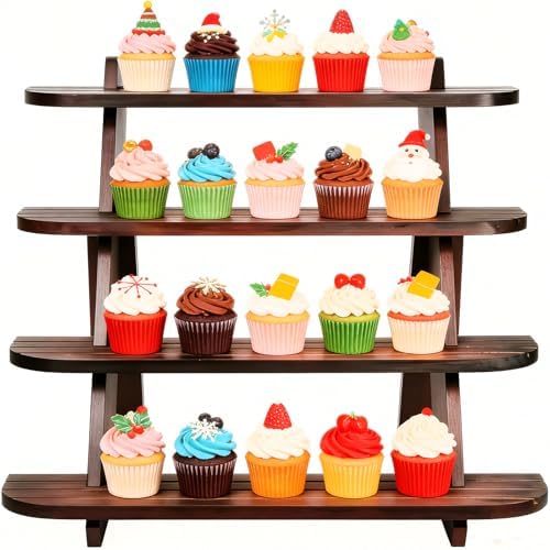 Wooden Display Stand, Tiered Cupcake Stand, 4 Tier Display Stand Riser - Image 5