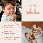 iAOVUEBY Baby Shower Gifts, Baby Gifts for Girls Boys, Unique Baby Gifts Basket Essentials Stuffs - Baby Lovey Blanket Newborn Bibs Socks Wooden Rattle & Greeting Card, Newborn Baby Gift Set - Image 4