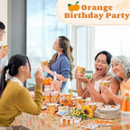 Ceenna 452 Pcs Orange Theme Party Supplies for 50, Little Cutie Is on the Way Paper Plates Napkins Cups Tablecloth Cutlery Straw Disposable Tableware for Summer Birthday Baby Shower Party Decoration - Image 5