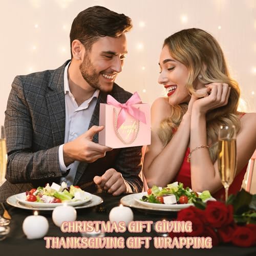 Colarr 60 Pcs Small Thank You Gift Bags with Handles,Dusty Rose Pink Ribbon - Image 3