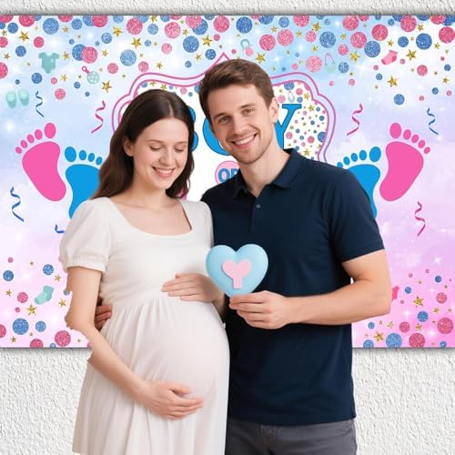 15x10 FT Gender Reveal Backdrop Blue Pink Bear Boy or Girl Background Sign Decorations Banner New Born Baby Shower Baptism Kids Birthday Party Photo Shoot Supplies (Boy or Girl) - Image 2