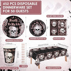 Funnymoom 452 Pcs Death to My 20s Decoration for Her Serves 50, Black Rose Gold Rip 20s Paper Plates Napkins Cups Tablecloth Cutlery Straw for Women Death to My Twenties 30th Birthday Party Supplies - Image 3