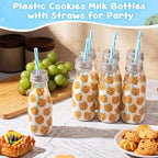 Yungyan 60 Pcs Plastic Farm Animal Milk Bottles with Straws and Lids Small Clear 8 oz Milk Jar with Lids Mini Juice Bottles and 900 Sticker Labels for Theme Birthday Party Baby Shower - Image 4