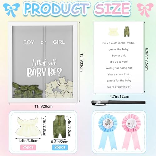55 Pcs Baby Cloth Gender Reveal Game Voting Board, Neutral Baby Cloth - Image 3
