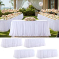 4 Pack White Tablecloth for 6 Foot Rectangle Tables with Tulle Table Skirt by PartyTalk