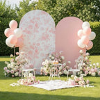 Tegeme 2 Set Pink Floral Arch Cover 7.2ft 6.6ft Stretchy Party Backdrop - Image 3
