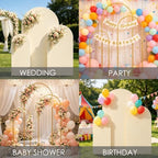 Set of 3 Metal Arch Backdrop Stands with Beige Covers, 6/6.6/7.2FT - Image 7