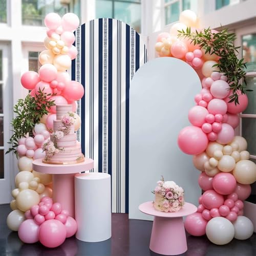 Strip Spandex Arch Backdrop Cover 7.2FT for Balloon Garland Rustic Farmhouse Strip Navy Blue Double-Sided Chiara Backdrop Stand Cover Elastic Fabric Background for Birthday Party Baby Shower Decor - Image 6