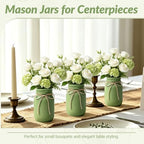 12 PCS 16oz Glass Mason Jars Flower Vases for Centerpieces, Green - Image 6