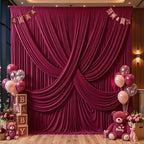 10ft x 10ft Burgundy Backdrop Curtains, 2 Panels Drapes for Backdrop - Image 3