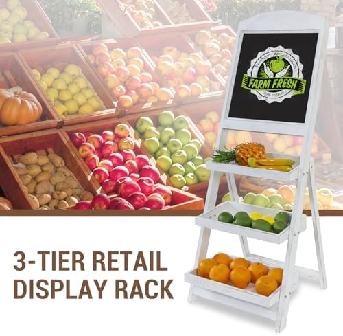 MyGift Vintage White Wood Chalkboard Easel with 3 Tier Display Shelves - Image 4
